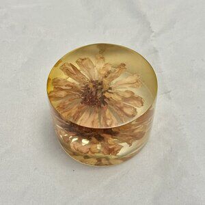 Lucite Paperweight with Dried Flower, Vintage, Mid-Century, Retro EUC